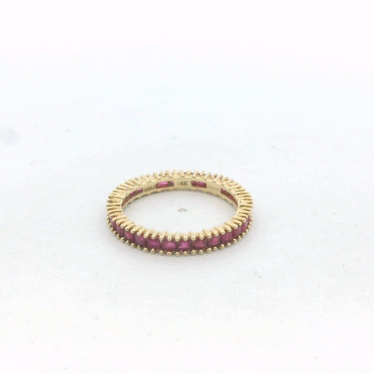 14K Yellow Gold Square Cut Ruby Stackable Eternity Band
