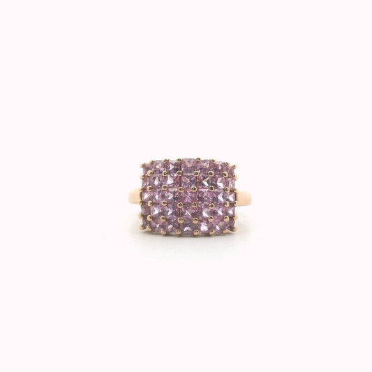 14K Rose Gold Pink Sapphire Cluster Ring