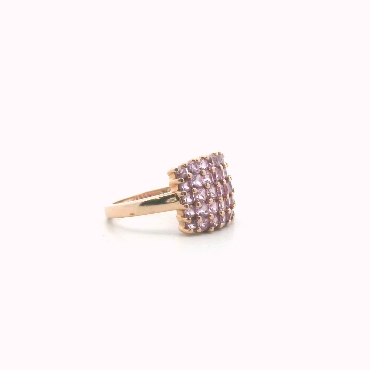 14K Rose Gold Pink Sapphire Cluster Ring