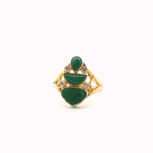 14K Yellow Gold Diamond & Jadeite Ring