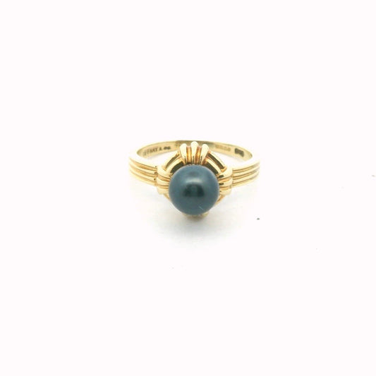 Vintage Tiffany & Co. 18K Yellow Gold Tahitian Cultured Pearl Ring
