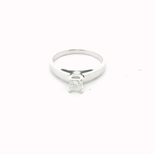 14K White Gold 0.58 Carat Princess Cut Diamond Engagement Ring