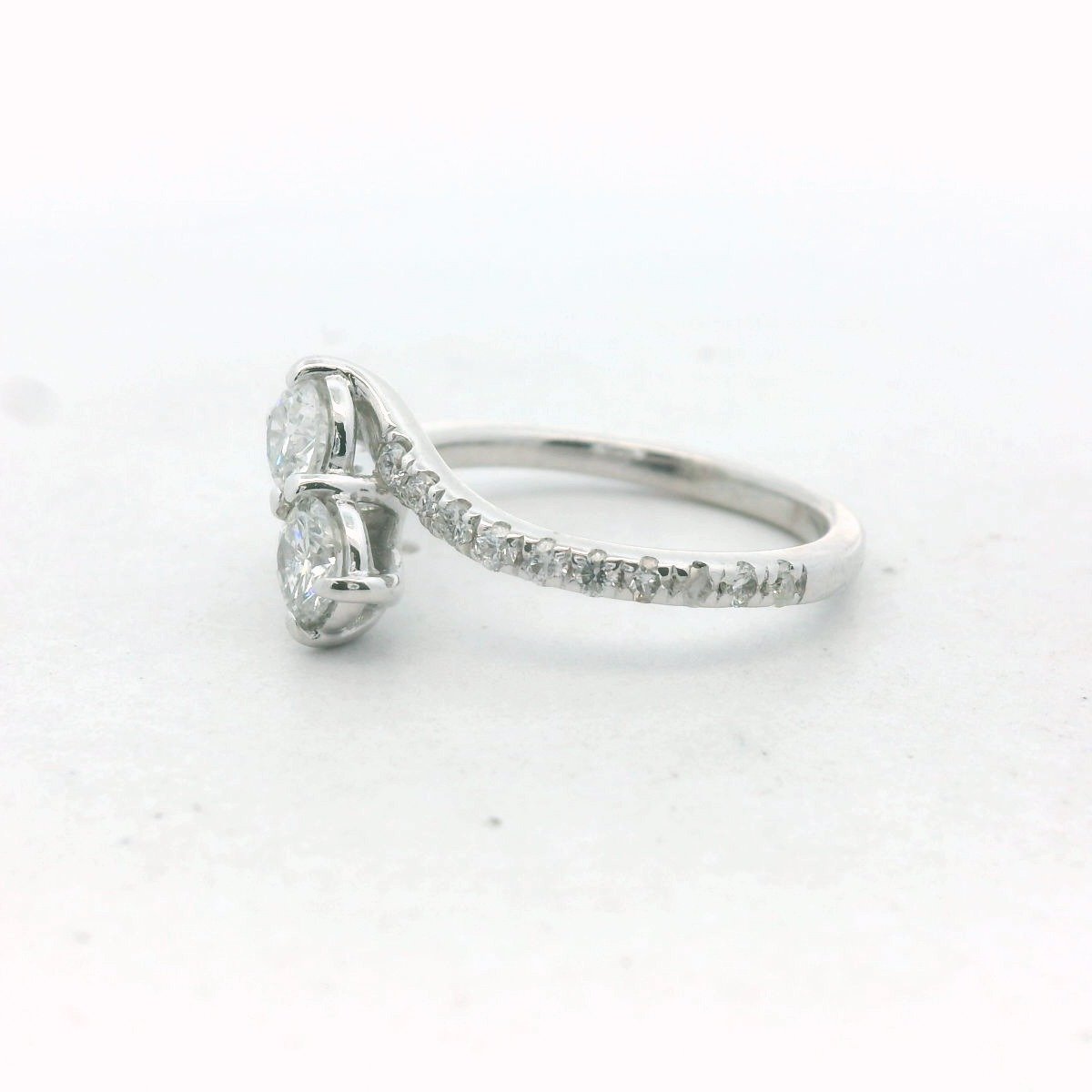 14K White Gold Diamond Bypass Engagement Ring