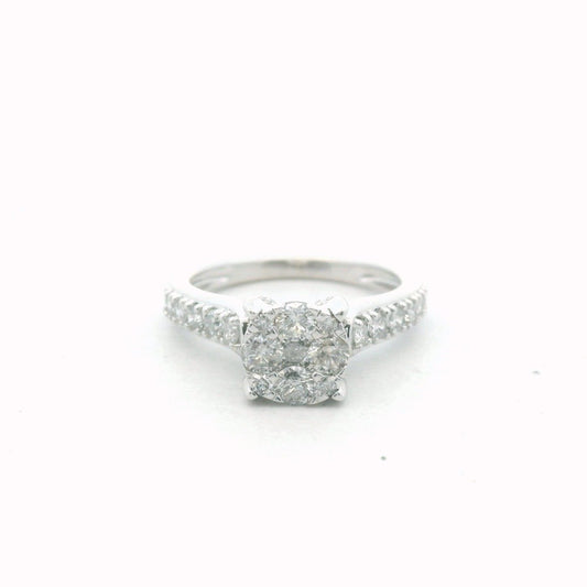 14K White Gold Diamond Halo Engagement Ring