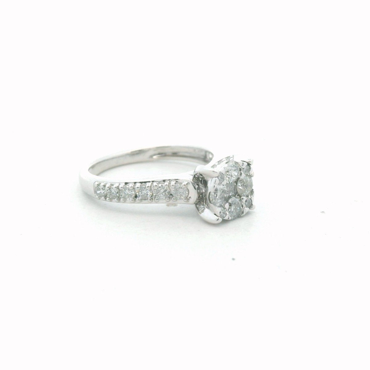 14K White Gold Diamond Halo Engagement Ring