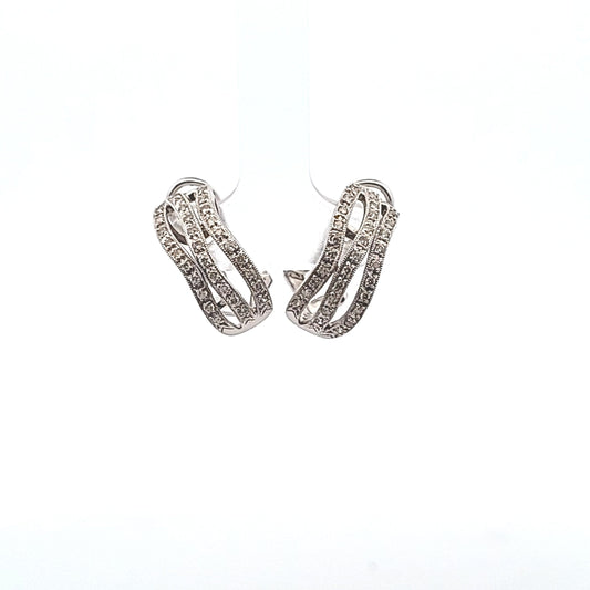 14K White Gold Natural Diamond Omega Back Earrings