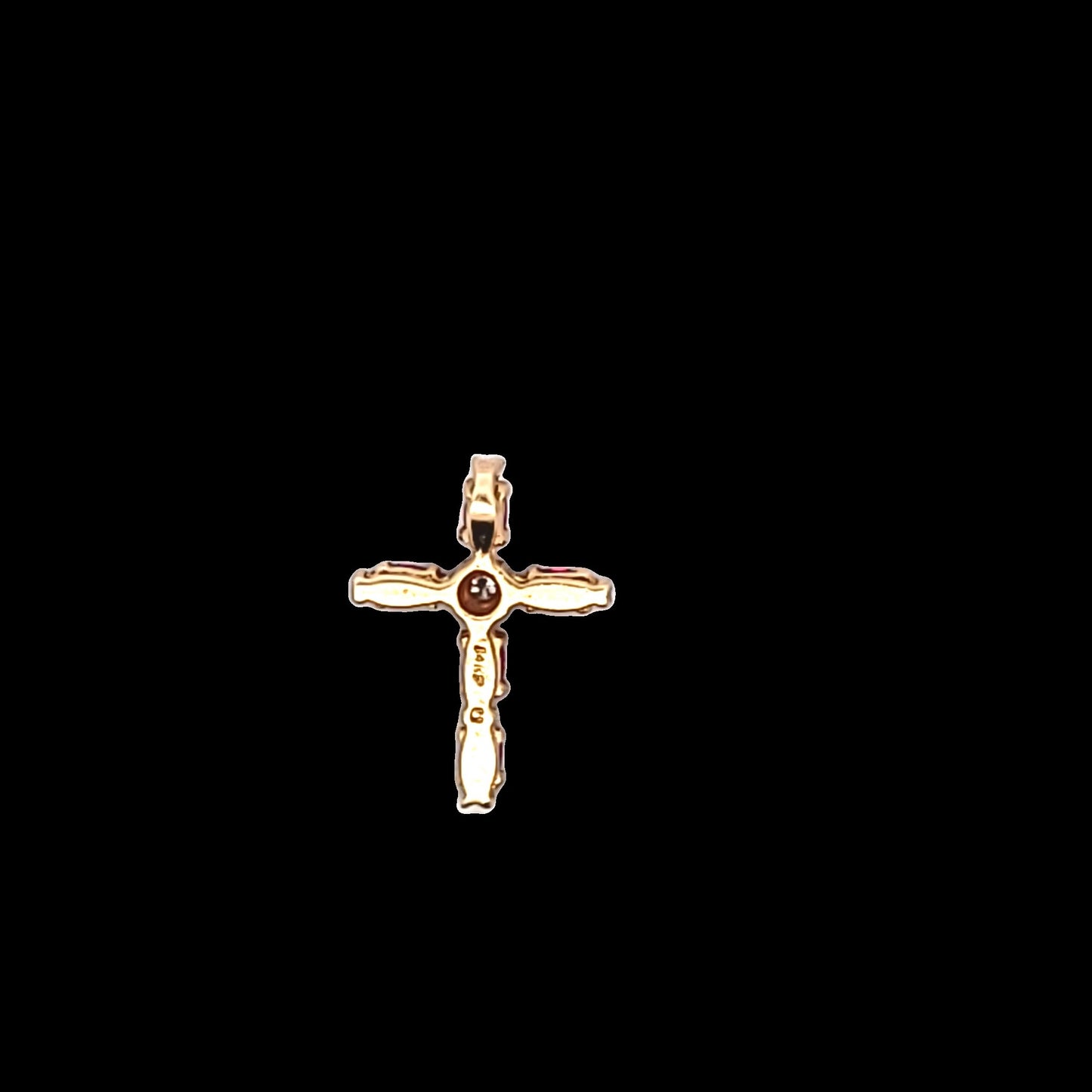 14K Yellow Gold Diamond & Marquise Ruby Cross Pendant