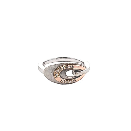 Franz Breuning 14K Two Tone Gold Diamond Elipse Ring