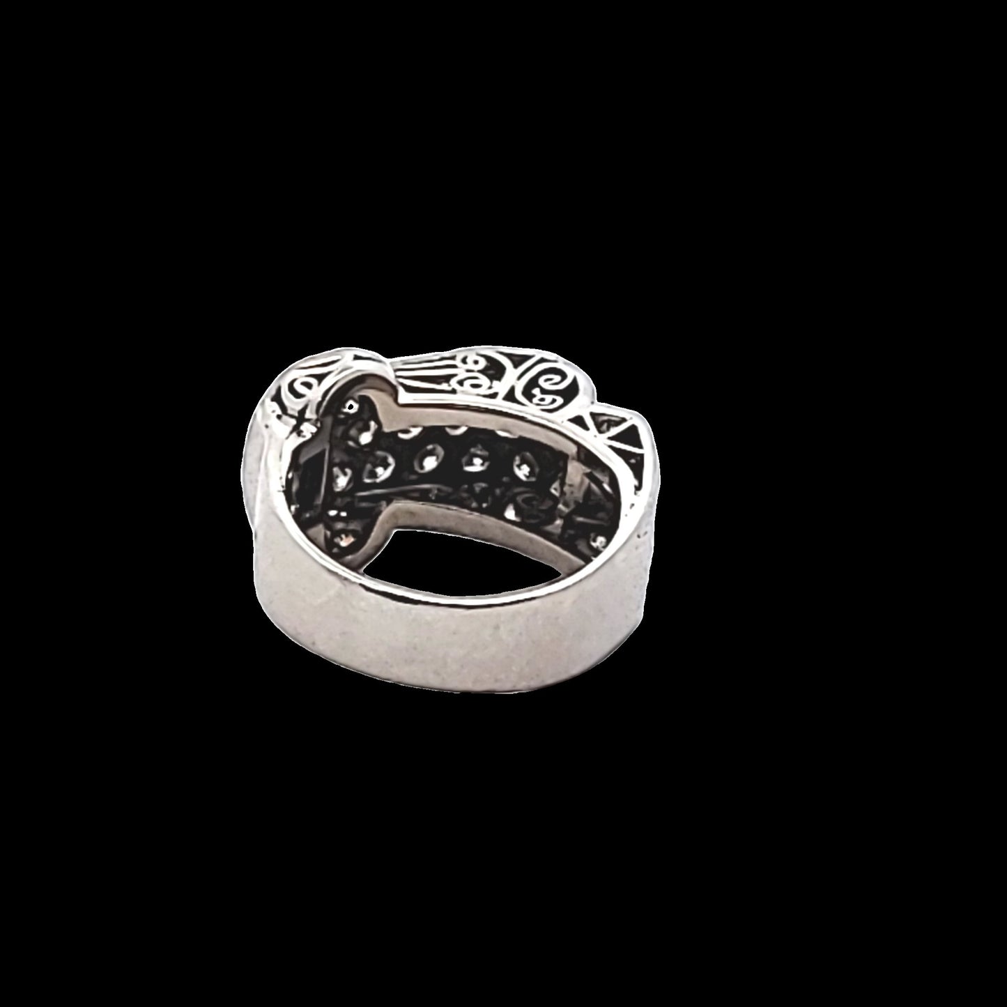 Retro Platinum Pave Set Diamond Buckle Ring