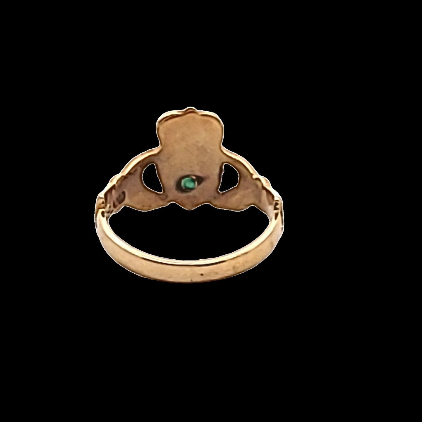 9K Yellow Gold Natural Emerald  Irish Claddagh Ring