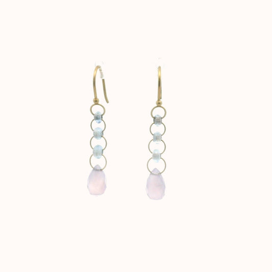 18K Yellow Gold Briolette Cut Chalcedony Drop Earrings