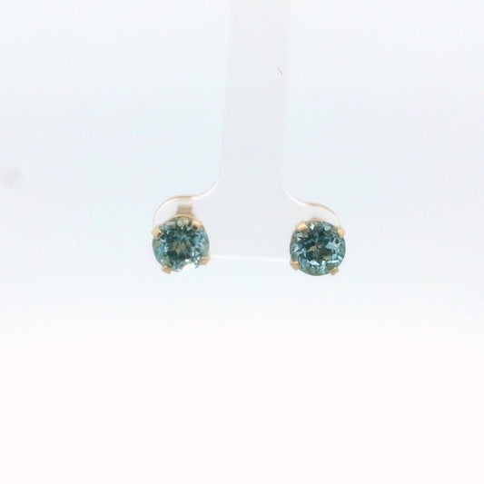 14K Yellow Gold Blue Topaz Stud Earrings