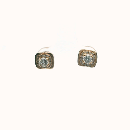 14K Rose Gold Diamond Halo Screwback Earrings