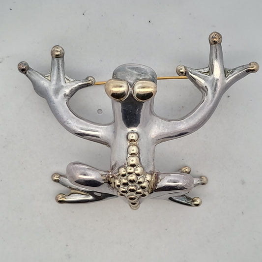 Electro Formed Sterling Silver & Gold Plated Frog Brooch