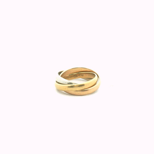 Early Cartier 18K Tri-Color Gold Rolling Ring Wedding Band