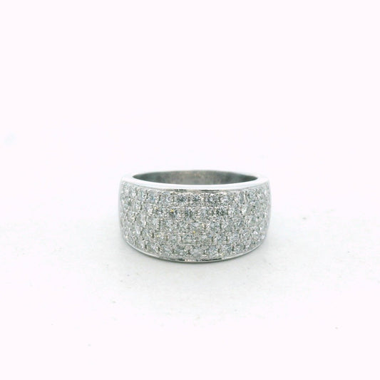 18K White Gold Tapered Pave Set Diamond Band