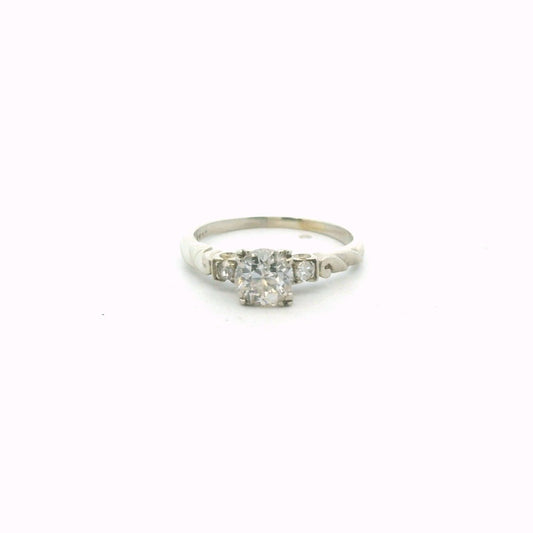 Vintage 14K White Gold Diamond Engagement Ring