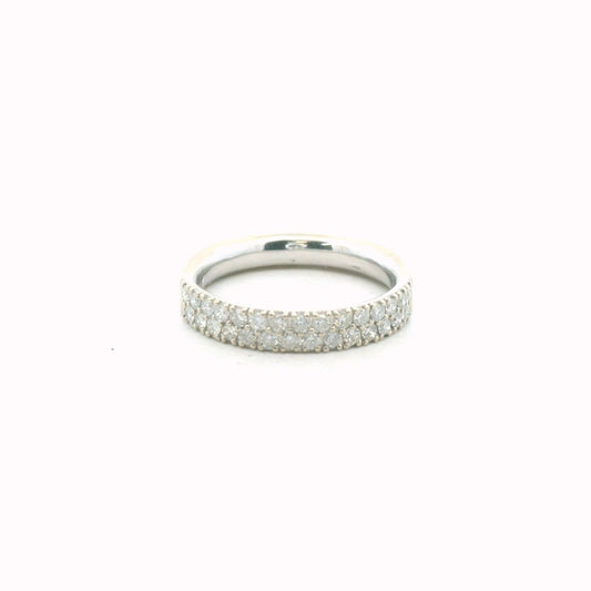 14K White Gold Double Row Diamond Band