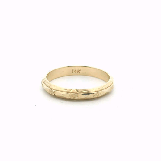 Vintage 14K Yellow Gold Orange Blossom Milgrain Design Band