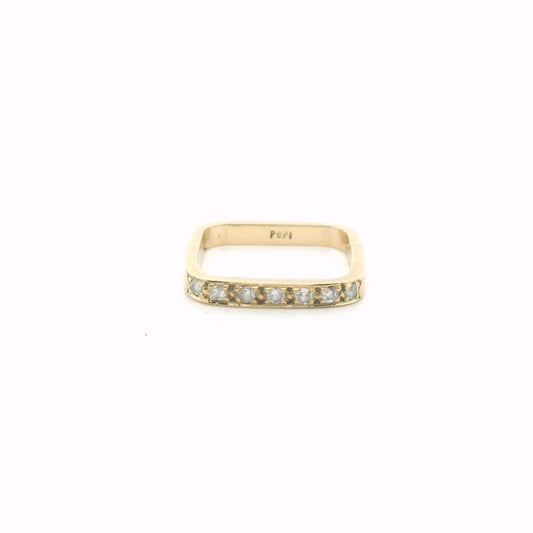 Vintage Pepi 14K Yellow Gold Diamond Stackable Square Band
