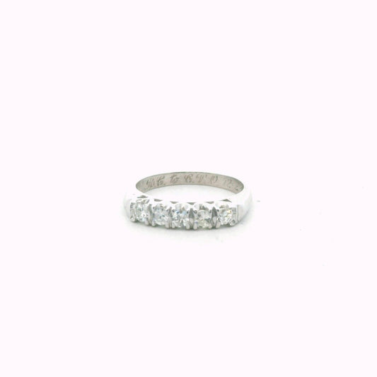 Vintage Platinum 5-Stone Diamond Wedding Band