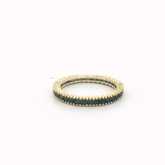 14K Yellow Gold Square Cut Sapphire Eternity Band