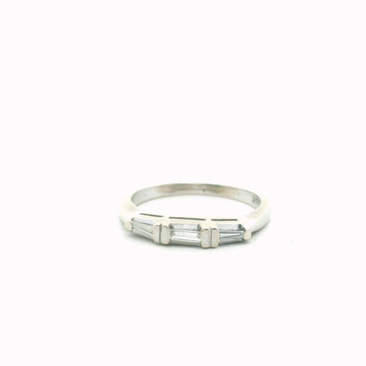 Vintage 14K White Gold Stackable Diamond Band