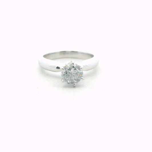 14K White Gold 6-Prong 0.98ct Diamond Engagement Ring