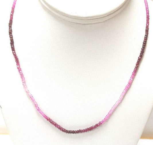 Estate $250 Ruby Pink Sapphire Bead Necklace