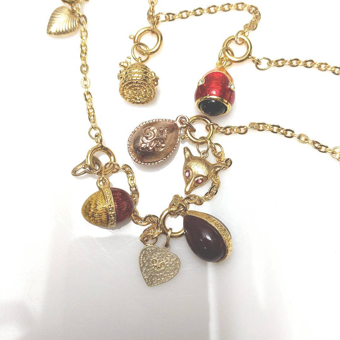 Designer $300 Joan Rivers Fabrege Eggs & Charm Necklace