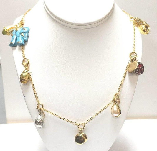 Designer $300 Joan Rivers Fabrege Eggs & Charm Necklace