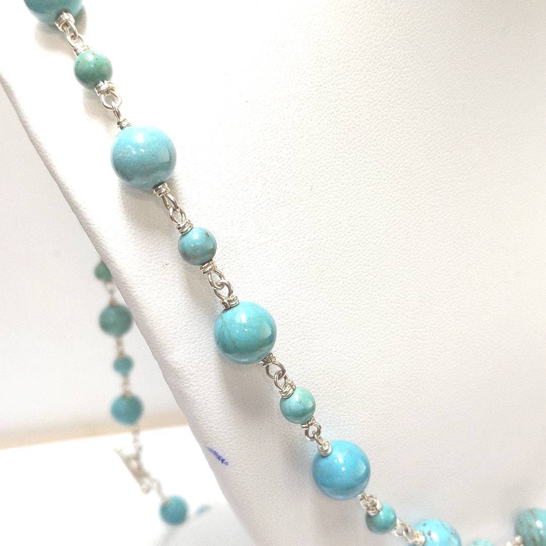 Designer Whitney Kelly Sterling Turquoise Bead Necklace