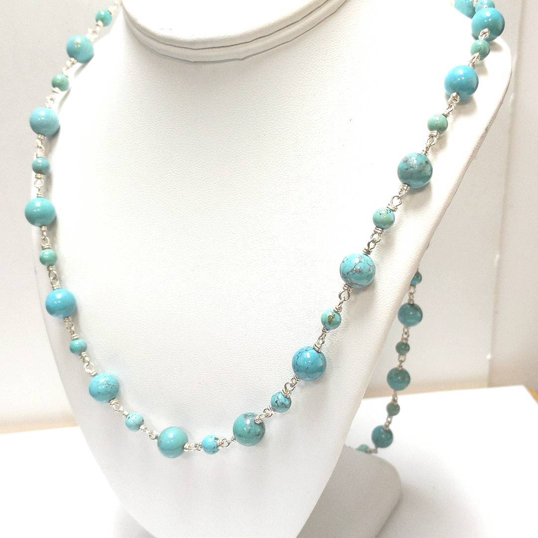 Designer Whitney Kelly Sterling Turquoise Bead Necklace