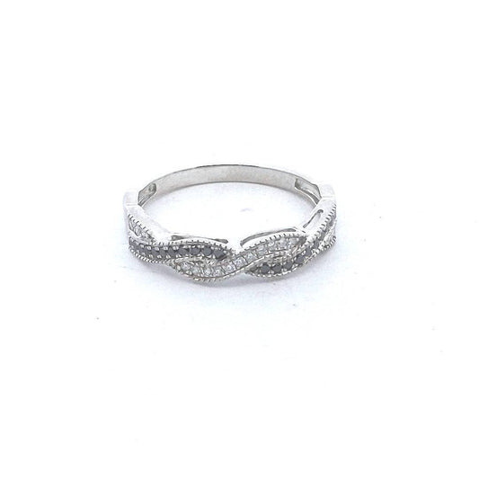 Estate $700 Platinum Black & White Diamond Woven Band
