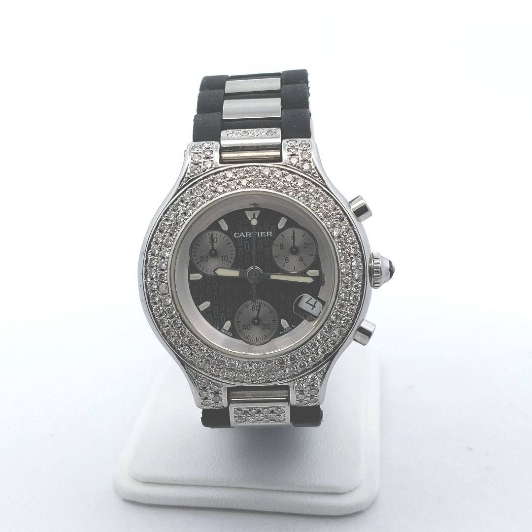 Cartier 21 Cronoscaph Stainless Steel Diamond Quartz Watch