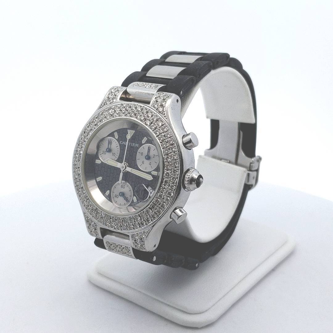 Cartier 21 Cronoscaph Stainless Steel Diamond Quartz Watch