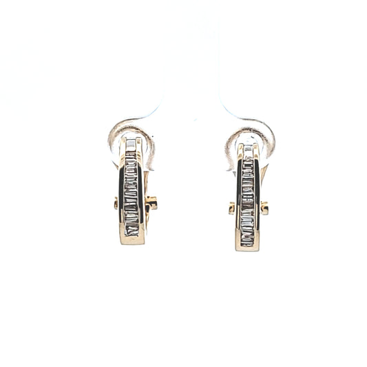 14K Yellow Gold Channel Set Natural Diamond Earrings