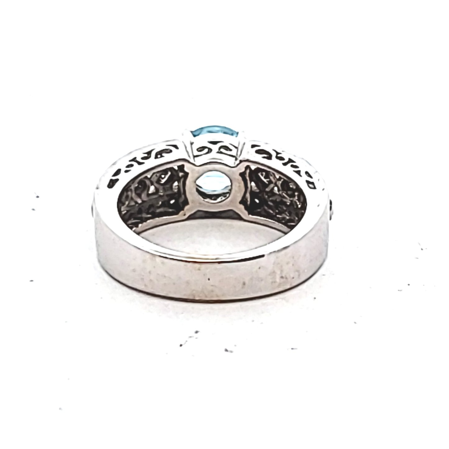18K White Gold Natural Diamond & Aquamarine Ring