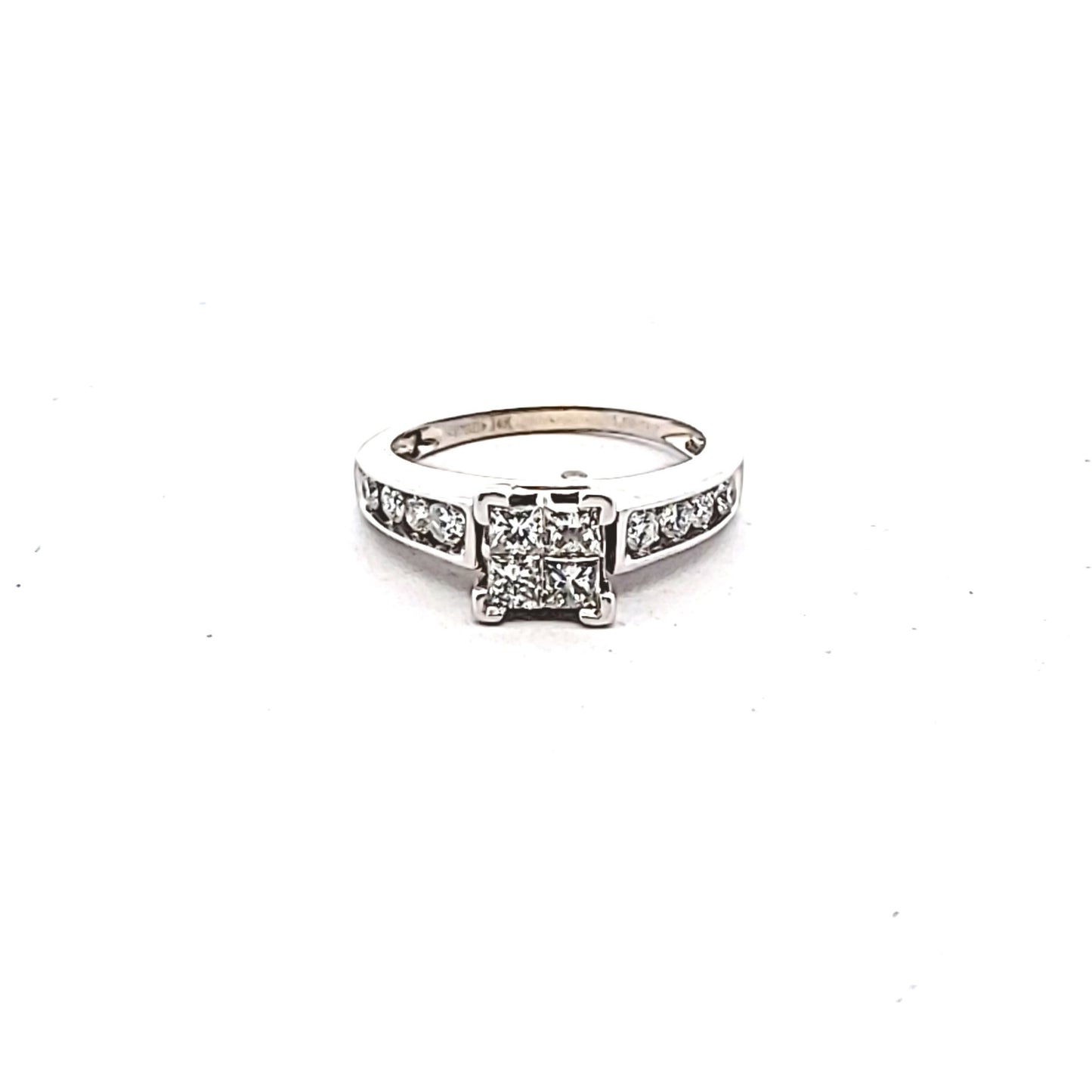 14K White Gold Invisible Set Diamond Ring