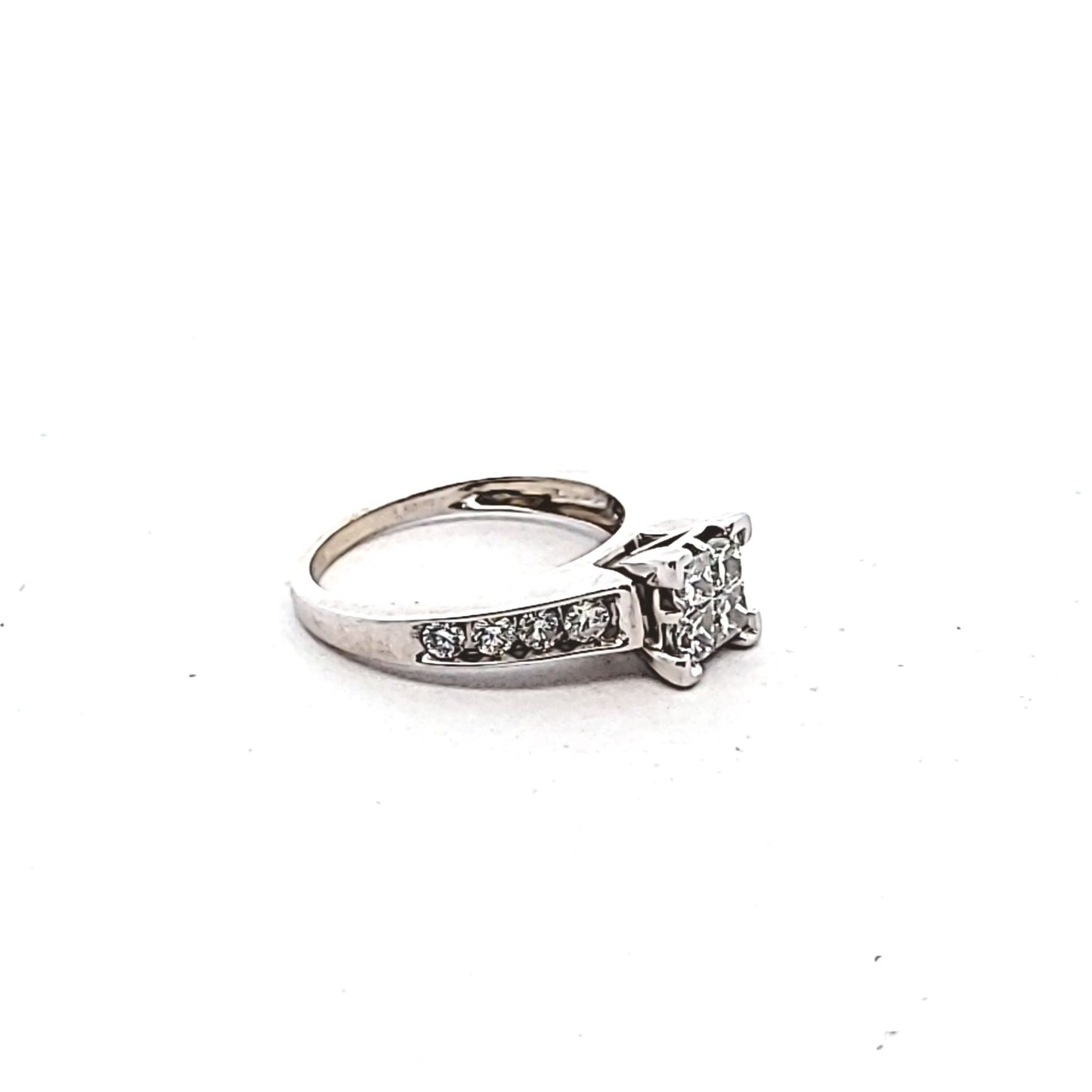 14K White Gold Invisible Set Diamond Ring