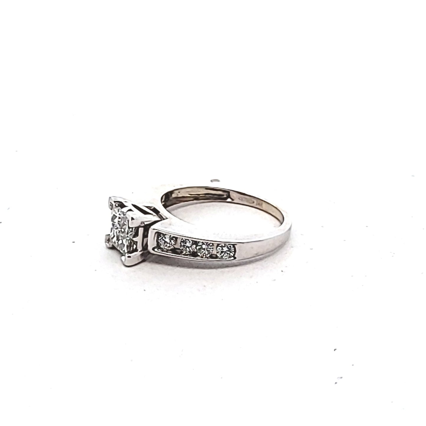 14K White Gold Invisible Set Diamond Ring