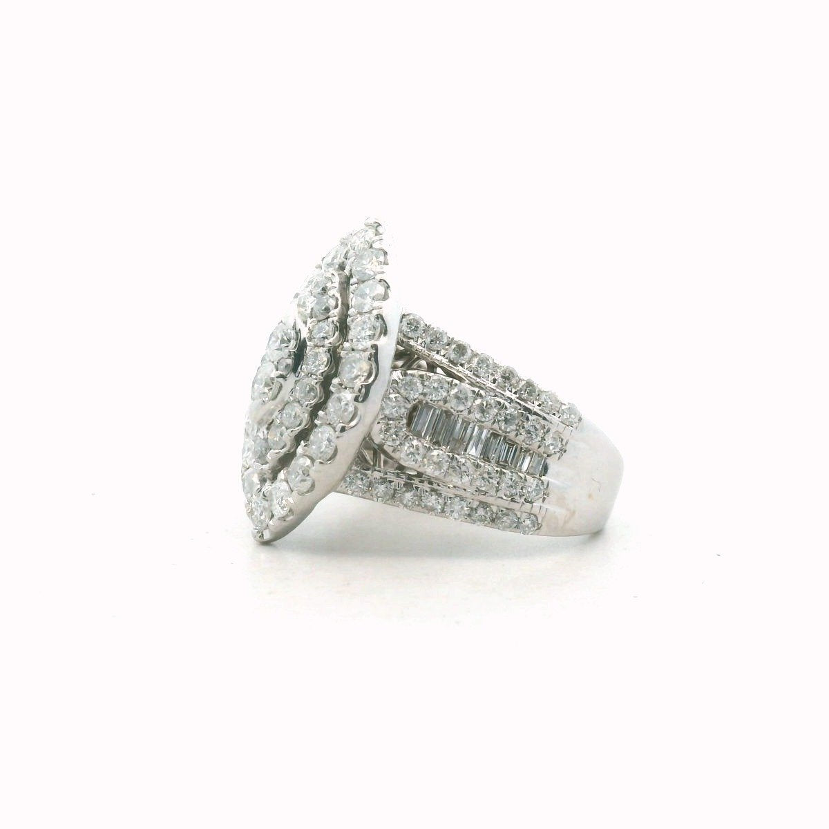 14K White Gold Navette Shape Diamond Cluster Ring