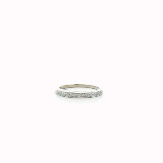 10K White Gold Diamond Milgrain Accents Band