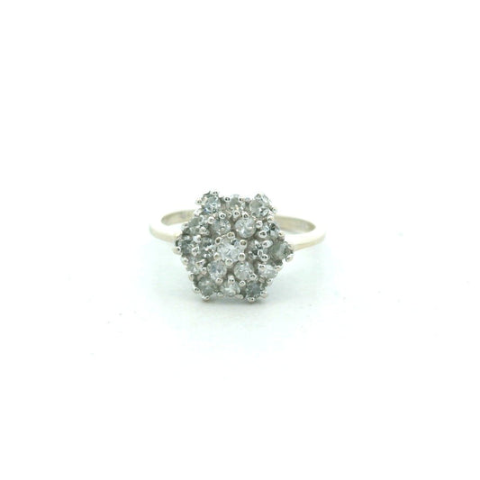Vintage 14K White Gold Diamond Cluster Ring