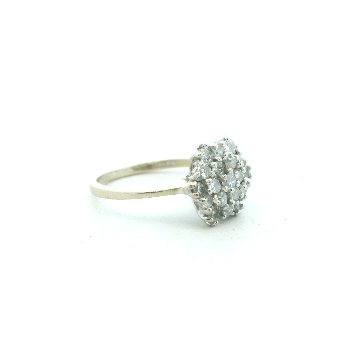 Vintage 14K White Gold Diamond Cluster Ring