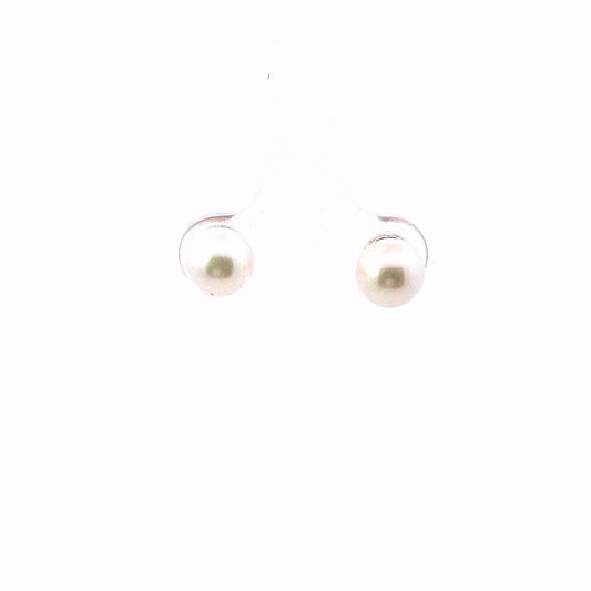 Vintage $300 14K Yellow Gold Cultured Pearl Stud Earrings