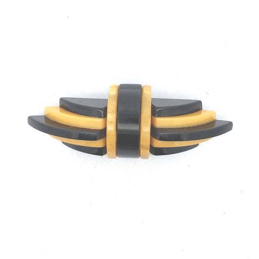 Estate Art Deco Bakelite Black Butterscotch Brooch