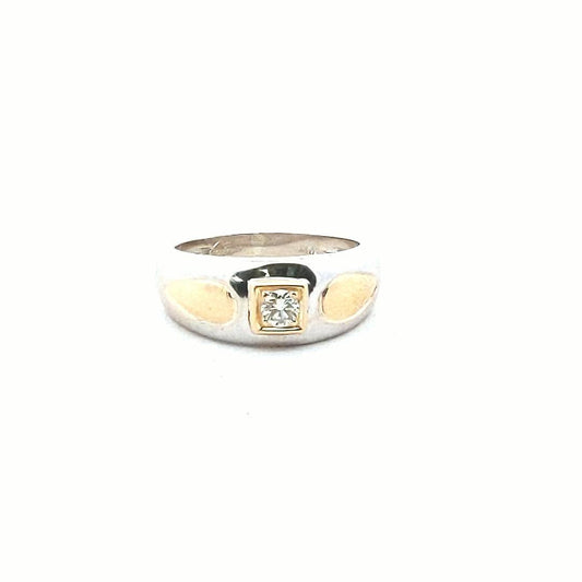 Estate $650 18K Two Tone Gold Diamond Yellow Gold Pear Shape Design Band