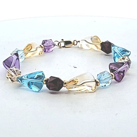 10K Yellow Gold Multi-Stone Bead Bracelet