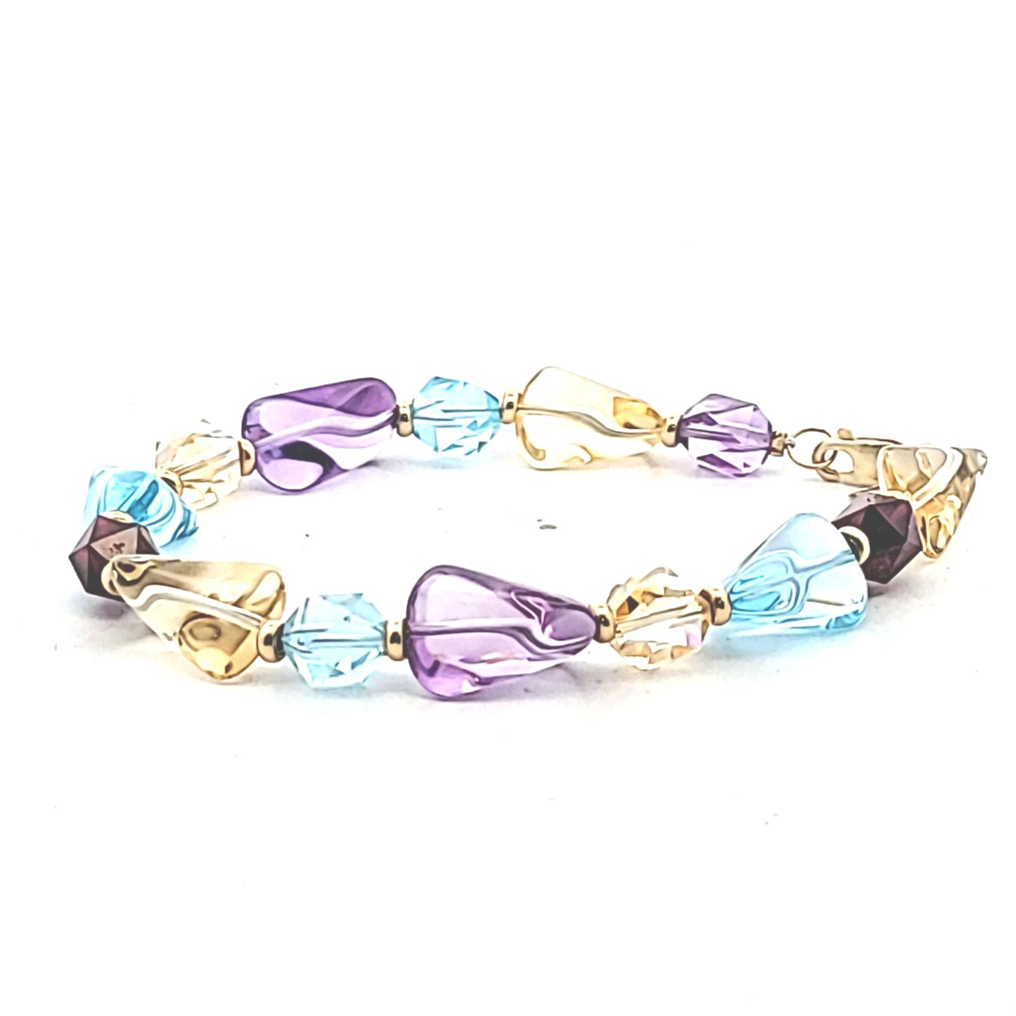 10K Yellow Gold Multi-Stone Bead Bracelet